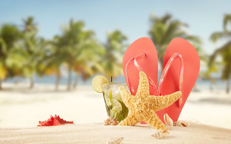 vacation-red-flip-flops-and-sea-star-in-the-sand-mojito-cocktail-1680x1050-wide-wallpapers.net